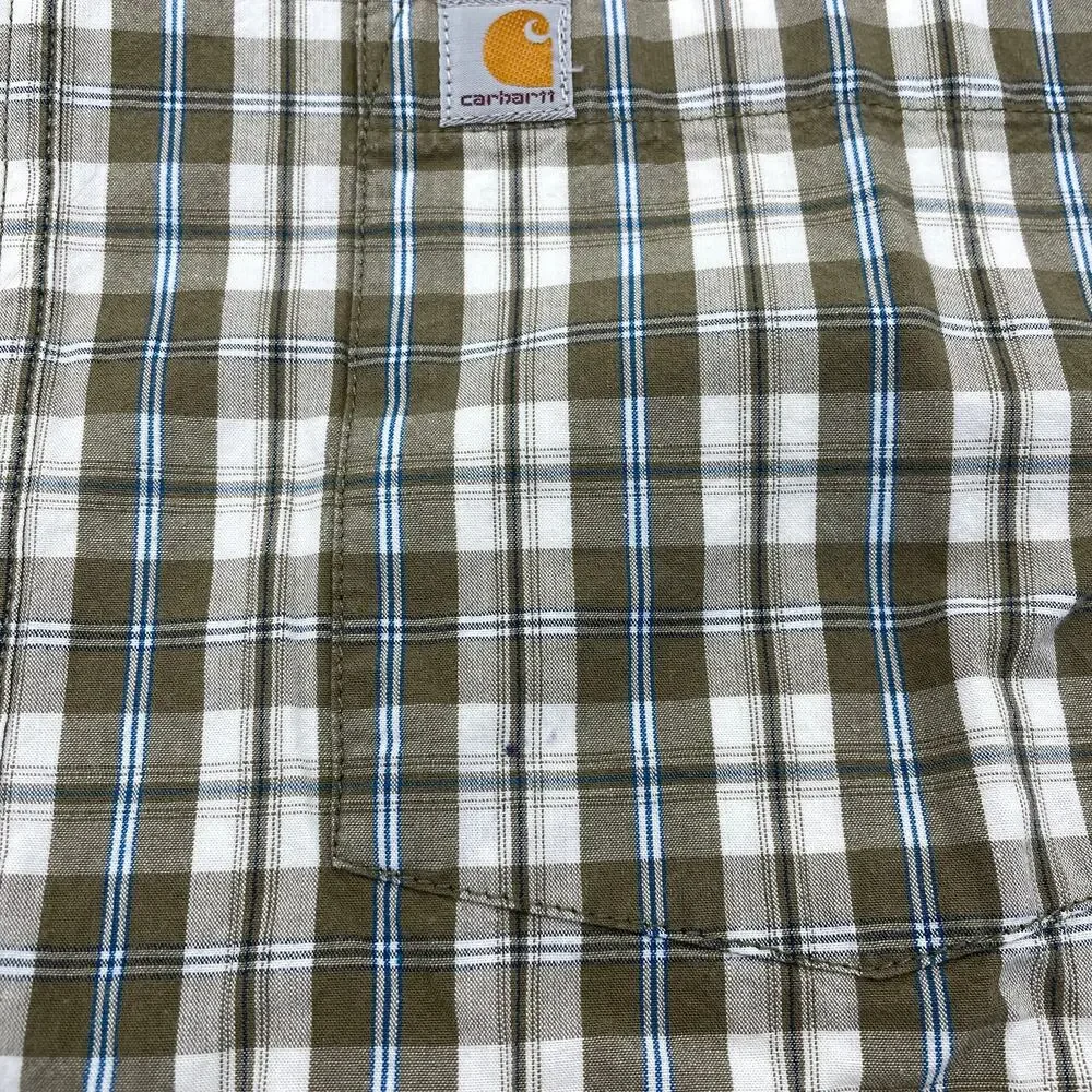 CARHARTT Mens Shirt Size XL Plaid Relaxed Fit Button-Up Short Sleeve Cotton Top